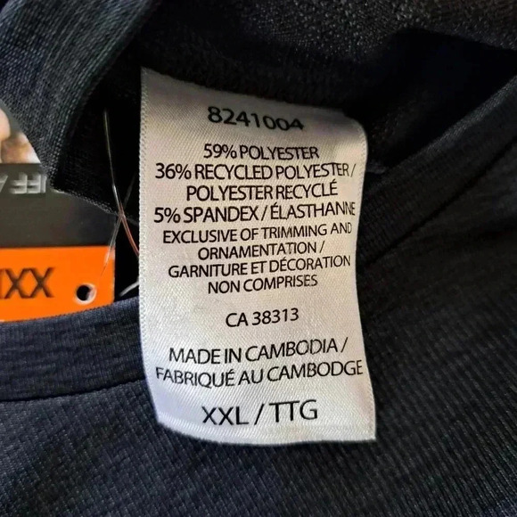 New! Tuff Athletics Active Top XXL Soft Dark Grey Seamless Stretch T-shirt - Picture 10 of 13